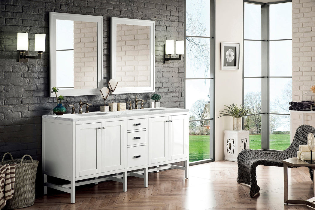 Addison 72" Double Vanity Cabinet in Glossy-White Double Bathroom Vanity James Martin Vanities Arctic Fall Solid Surface 