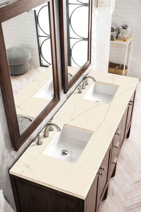 Addison 72" Double Vanity Cabinet Single Bathroom Vanity James Martin Vanities Mid-Century Acacia Eternal Marfil Quartz 