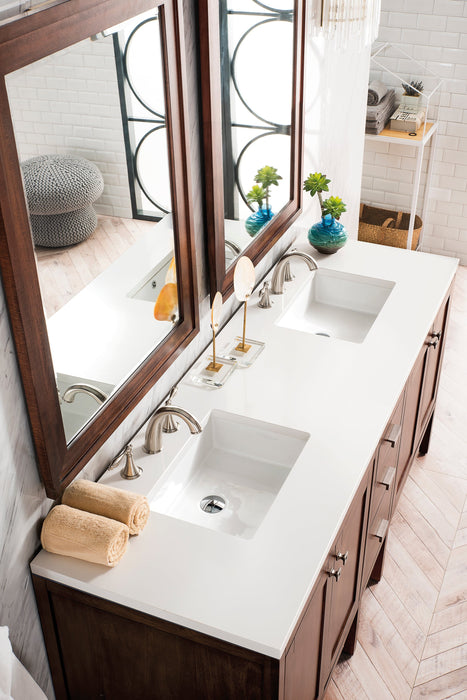 Addison 72" Double Vanity Cabinet in Mid-Century Acacia Double Bathroom Vanity James Martin Vanities Lime Delight Quartz 