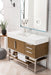 Columbia 48" Single Vanity, Latte Oak, Brushed Nickel w/ Glossy White Composite Stone Top - Luxe Vanity & Tub