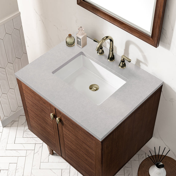 Amberly 30" Single Vanity in Mid-Century Walnut