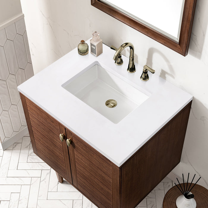 Amberly 30" Single Vanity in Mid-Century Walnut