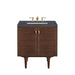 Amberly 30" Single Vanity in Mid-Century Walnut Single Bathroom Vanity James Martin Vanities Ethereal Noctis Quartz 