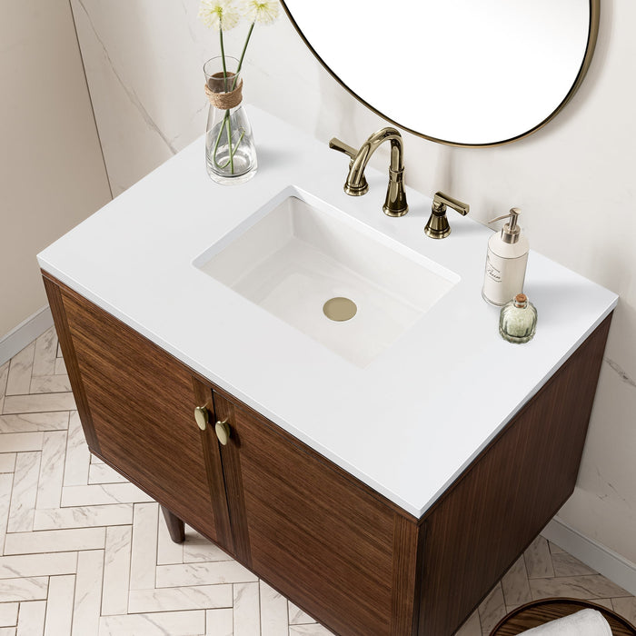 Amberly 36" Single Vanity in Mid-Century Walnut