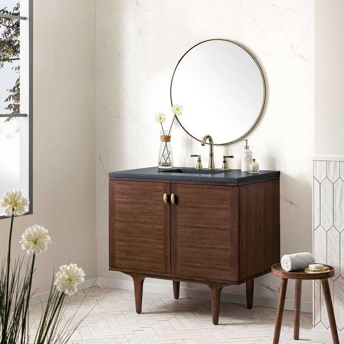 Amberly 36" Single Vanity Single Bathroom Vanity James Martin Vanities Charcoal Soapstone Quartz 