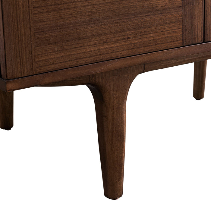 Amberly 36" Single Vanity in Mid-Century Walnut Single Bathroom Vanity James Martin Vanities Eternal Jasmine Pearl Quartz 