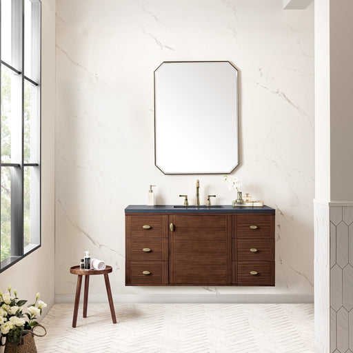 Amberly 48" Single Vanity in Mid-Century Walnut Single Bathroom Vanity James Martin Vanities Arctic Fall solid surface 