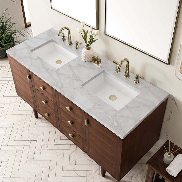 Amberly 60" Double Vanity in Mid-Century Walnut