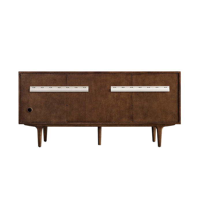 Amberly 72" Double Vanity in Mid-Century Walnut Double Bathroom Vanity James Martin Vanities Victorian Silver Quartz 