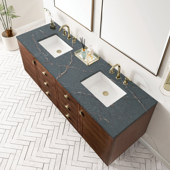 Amberly 72" Double Vanity in Mid-Century Walnut