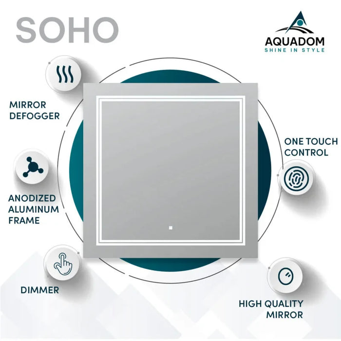 Aquadom SOHO 30'' × 30'' LED Lighted Bathroom Mirror
