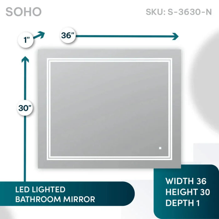 Aquadom SOHO 36'' × 30'' LED Lighted Bathroom Mirror