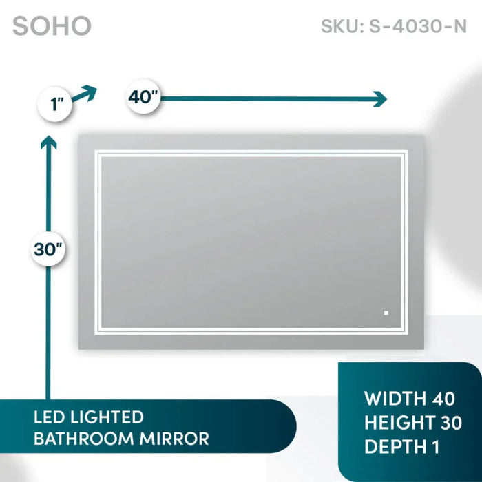 Aquadom SOHO 40'' × 30' LED Lighted Bathroom Mirror
