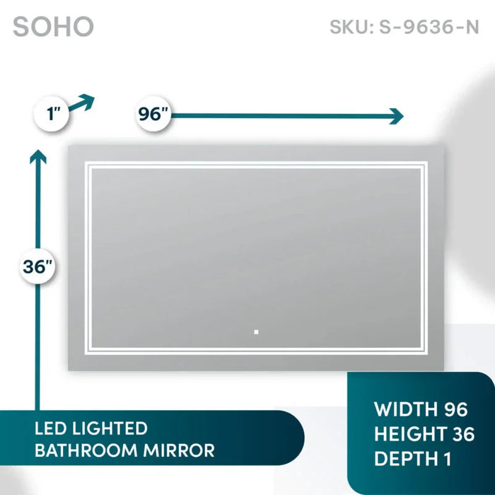 Aquadom SOHO 96'' × 36'' LED Lighted Bathroom Mirror