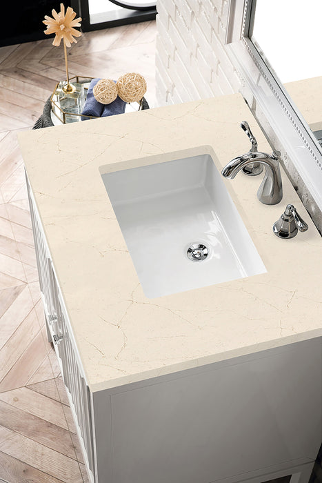 Athens 30" Single Vanity Cabinet, Glossy White Single Bathroom Vanity James Martin Vanities Parisien Bleu Quartz 