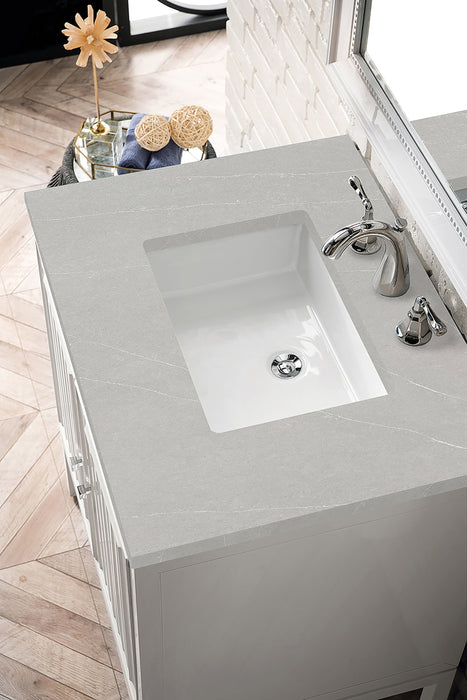 Athens 30" Single Vanity Cabinet, Glossy White Single Bathroom Vanity James Martin Vanities Lime Delight Quartz 