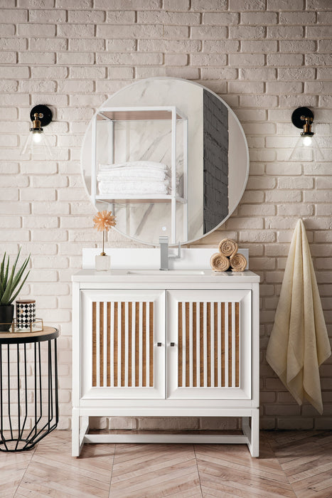 Athens 36" Single Vanity Cabinet, Glossy White