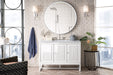 Athens 48" Single Vanity Cabinet, Glossy White Single Bathroom Vanity James Martin Vanities Arctic Fall Solid Surface 