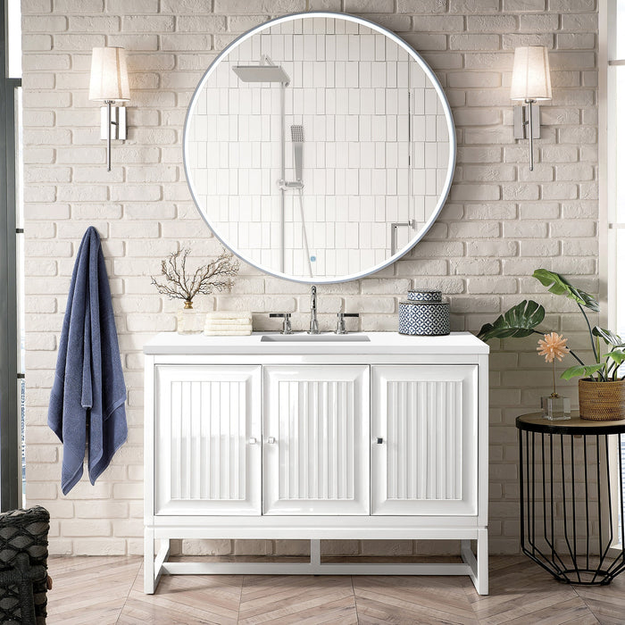 Athens 48" Single Vanity Cabinet, Glossy White Single Bathroom Vanity James Martin Vanities Select Your Top 