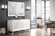 Athens 60" Double Vanity Cabinet, Glossy White Double Bathroom Vanity James Martin Vanities Arctic Fall Solid Surface 