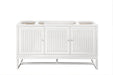 Athens 60" Single Vanity Cabinet , Glossy White Single Bathroom Vanity James Martin Vanities Arctic Fall Solid Surface 