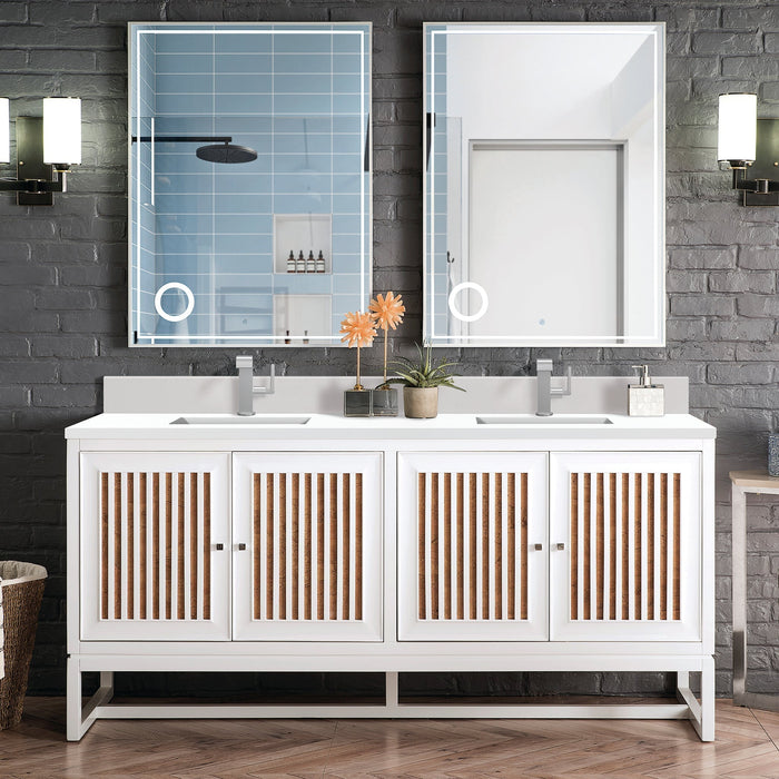 Athens 72" Double Vanity Cabinet, Glossy White