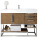 Columbia 48" Single Vanity, Latte Oak, Brushed Nickel w/ Glossy White Composite Stone Top - Luxe Vanity & Tub