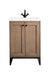 Chianti 24" Single Vanity, Whitewashed Walnut, Matte Black, w/ White Glossy Composite Stone Top - Luxe Vanity & Tub