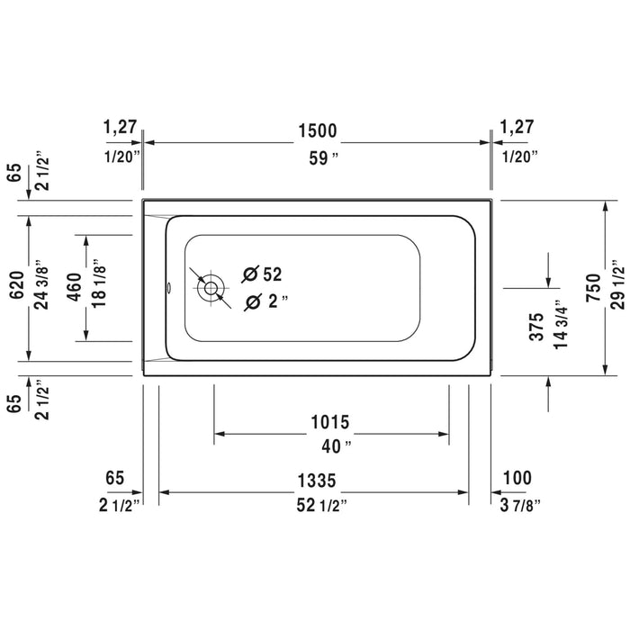 Duravit D-Code 60" x 30" Soaking Tub - Luxe Vanity & Tub