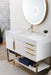 Columbia 48" Single Vanity, Glossy White, Radiant Gold w/ Glossy White Composite Stone Top - Luxe Vanity & Tub