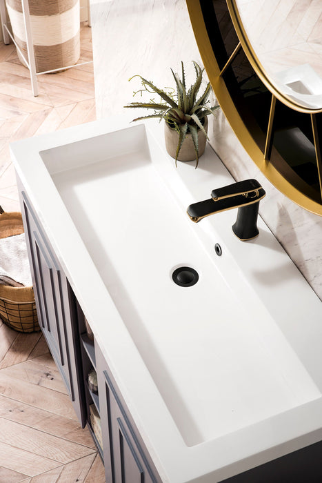 Alicante 39.5" Single Vanity, Gray Smoke w/ White Glossy Composite Stone Top - Luxe Vanity & Tub