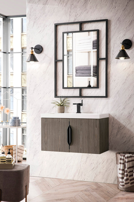 Columbia 31.5" Single Vanity, Ash Gray w/ White Glossy Composite Stone Top - Luxe Vanity & Tub