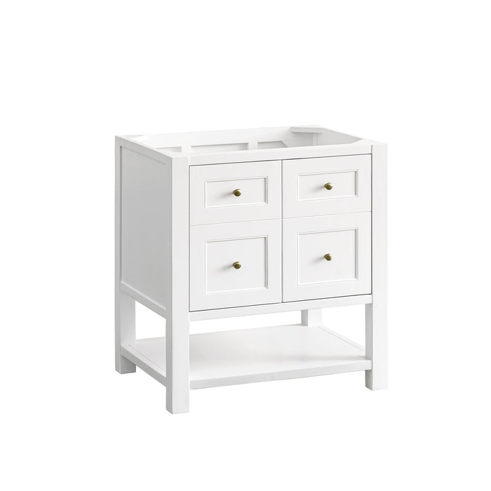 Breckenridge 30" Single Vanity in Bright White Single Vanity James Martin Vanities Eternal Jasmine Pearl Quartz 