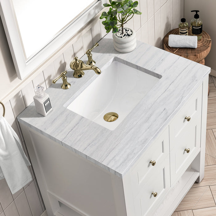 Breckenridge 30" Single Vanity in Bright White Single Vanity James Martin Vanities White Zeus Quartz 