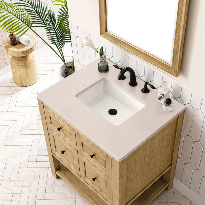 Breckenridge 30" Single Vanity in Light Natural Oak Single Vanity James Martin Vanities Parisien Bleu Quartz 