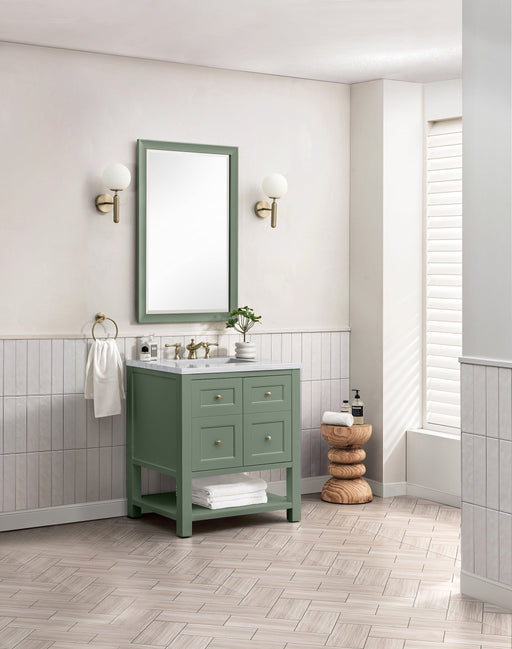 Breckenridge 30" Single Vanity in Smokey Celadon Single Vanity James Martin Vanities Arctic Fall solid surface 