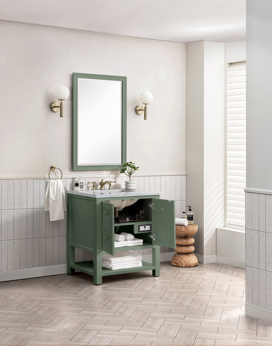 Breckenridge 30" Single Vanity in Smokey Celadon Single Vanity James Martin Vanities Charcoal Soapstone Quartz 