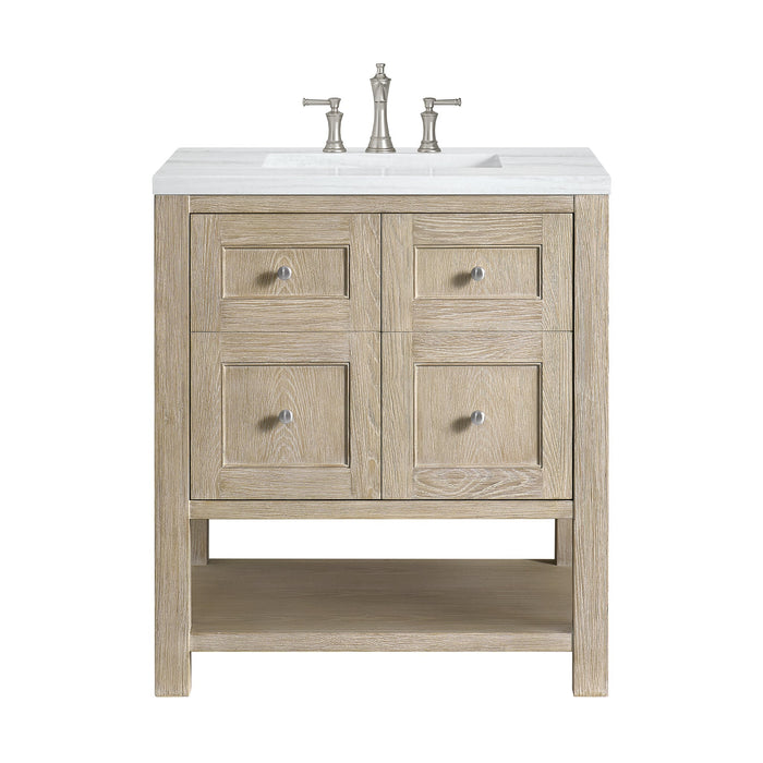 Breckenridge 30" Single Vanity in Whitewashed Oak Single Vanity James Martin Vanities Carrara White Marble 