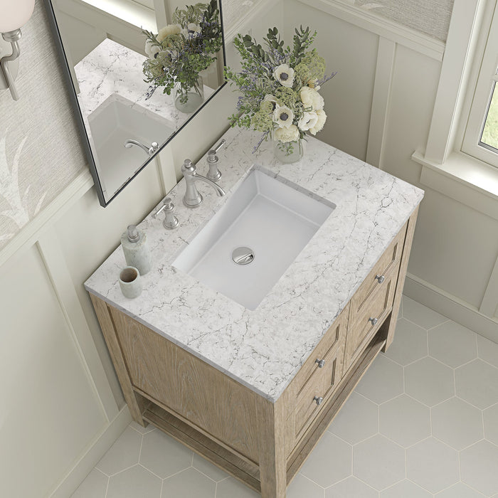 Breckenridge 30" Single Vanity in Whitewashed Oak Single Vanity James Martin Vanities Parisien Bleu Quartz 