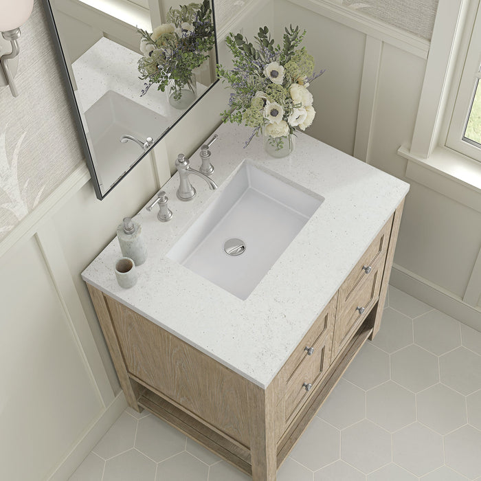 Breckenridge 30" Single Vanity in Whitewashed Oak Single Vanity James Martin Vanities Carrara White Marble 