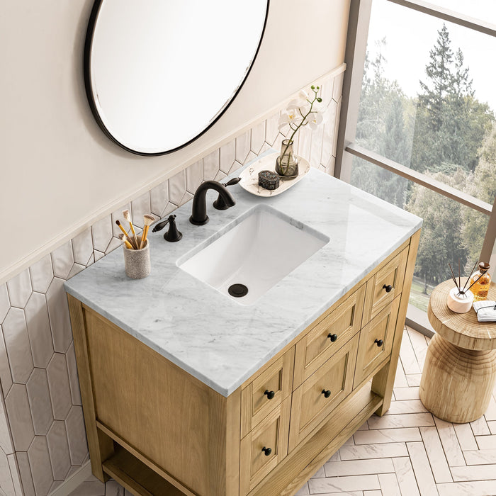 Breckenridge 36" Single Vanity in Light Natural Oak Single Bathroom Vanity James Martin Vanities Victorian Silver Quartz 