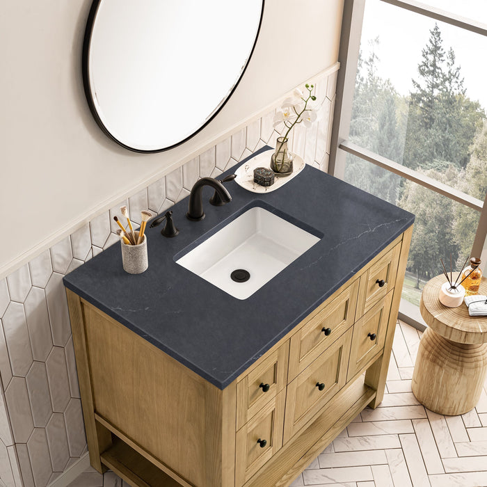 Breckenridge 36" Single Vanity in Light Natural Oak Single Bathroom Vanity James Martin Vanities Parisien Bleu Quartz 