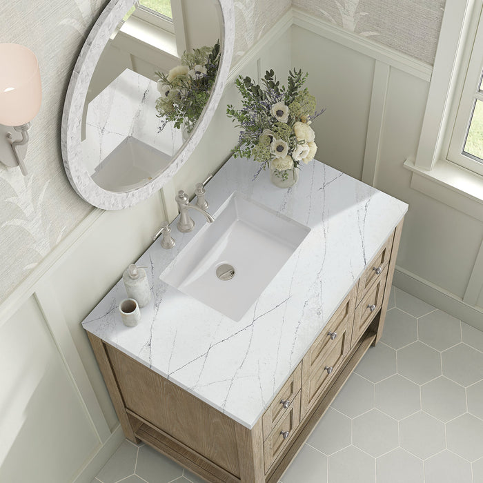 Breckenridge 36" Single Vanity in Whitewashed Oak Single Bathroom Vanity James Martin Vanities Eternal Marfil Quartz 