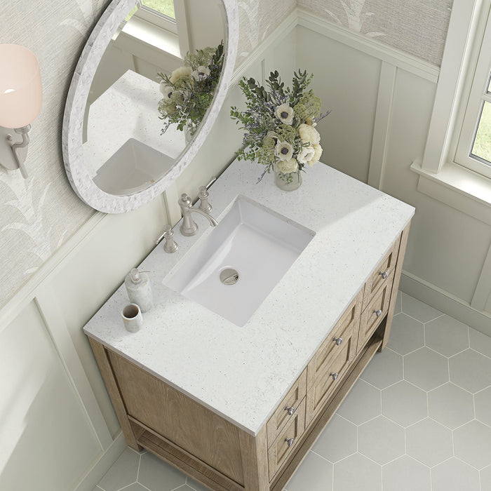 Breckenridge 36" Single Vanity in Whitewashed Oak Single Bathroom Vanity James Martin Vanities Lime Delight Quartz 