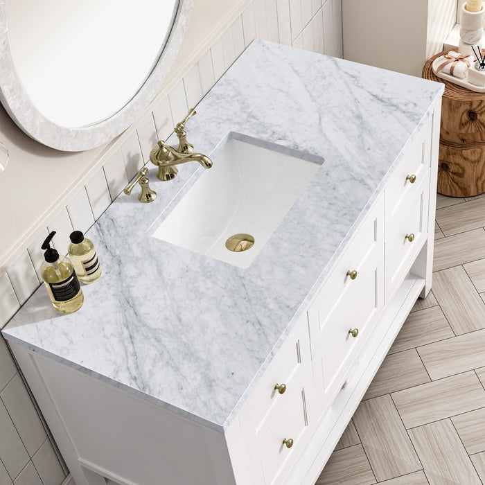 Breckenridge 48" Single Vanity in Bright White Single Bathroom Vanity James Martin Vanities White Zeus Quartz 