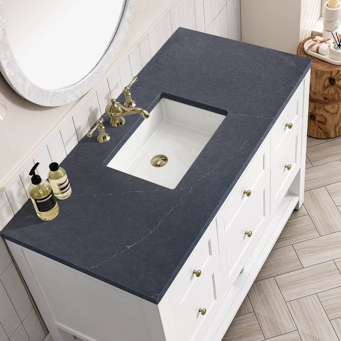 Breckenridge 48" Single Vanity in Bright White Single Bathroom Vanity James Martin Vanities Parisien Bleu Quartz 