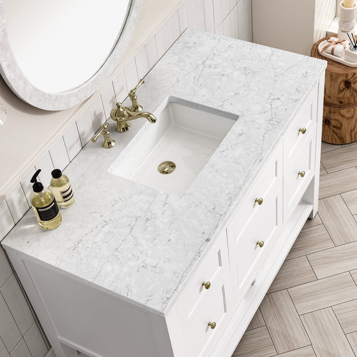 Breckenridge 48" Single Vanity in Bright White Single Bathroom Vanity James Martin Vanities Victorian Silver Quartz 