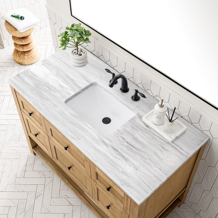 Breckenridge 48" Single Vanity in Light Natural Oak Single Bathroom Vanity James Martin Vanities Parisien Bleu Quartz 