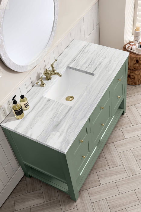 Breckenridge 48" Single Vanity in Smokey Celadon Single Bathroom Vanity James Martin Vanities Eternal Serena Quartz 