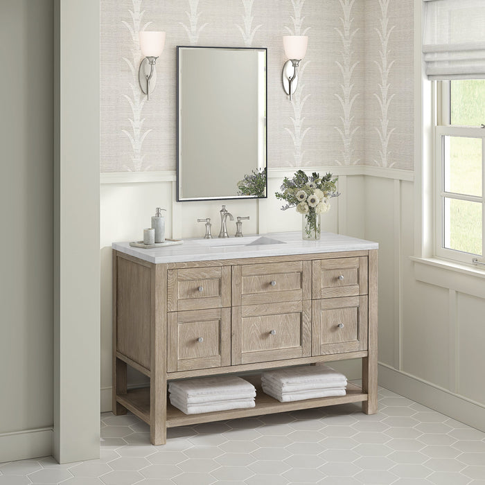 Breckenridge 48" Single Vanity in Whitewashed Oak Single Bathroom Vanity James Martin Vanities Arctic Fall Solid Surface 